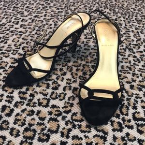 J Crew Black Suede Ankle Strap Heel 9.5